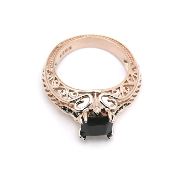 New Stamped Rose Gold Filled Black Sapphire Ring - Picture 3 of 3